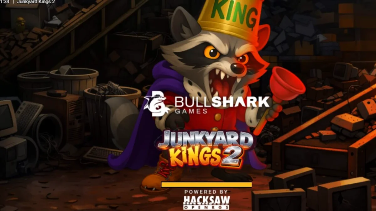 Tampilan grid 7x7 dalam slot Junkyard Kings 2 dengan tema junkyard yang penuh warna.