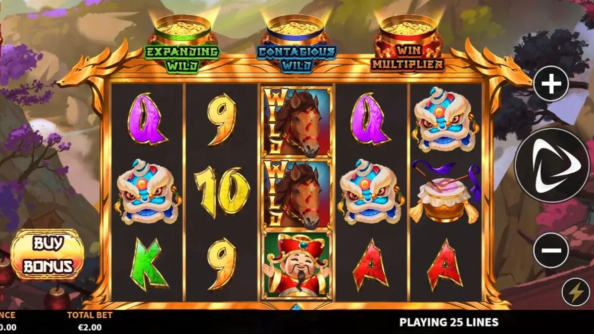 Tampilan visual mesin slot 3 Wonders Luck of Stallion dengan tema Tahun Kuda